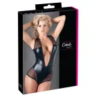 Cottelli Collection боди wet look и сетчатое с молнией – чёрное – S — Фото 1