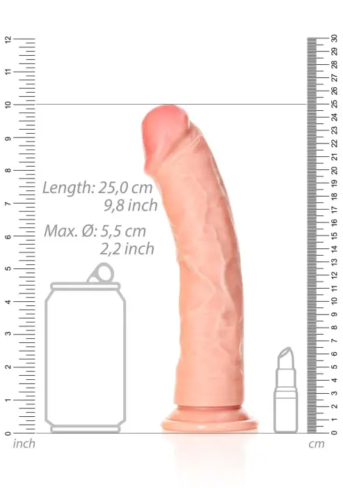 Izliekts reālistisks dildo ar piesūcekni – 23 cm (9″) Foto 7