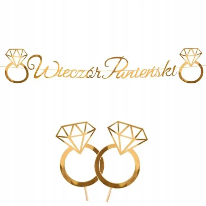 Gold Paper Hen Party Decoration Set – Polish text