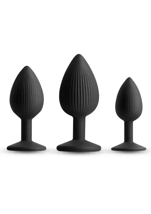 Renegade Triple Ace silicone anal plug kit – 3 sizes – black