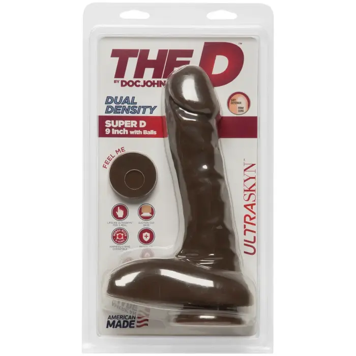 Super D reālistisks ULTRASKYN dildo ar sēkliniekiem – 22 cm (9″)