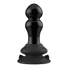 Rimly - Vibrējošs stikla anālais spraudnis ar piesūcekni – 18–20 cm – Melns Foto 9