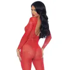 Sheer Rhinestone Catsuit – Red – S — Photo 3