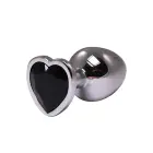 Silver Heart Butt Plug – M – Black Crystal — Photo 1