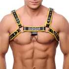 Red Leather Premium Leather Harness S/M – Black/Yellow — Photo 1