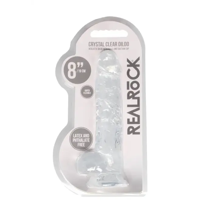 Realistlik dildo munandite ja iminapaga – 21 cm (8.3″) – Läbipaistev