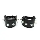 Leather Padded Handcuffs Spikey Nuts – Black — Photo 5