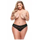 Baci Crotchless Strappy Lace Boyshorts – Black – 1X/2X — Photo 1