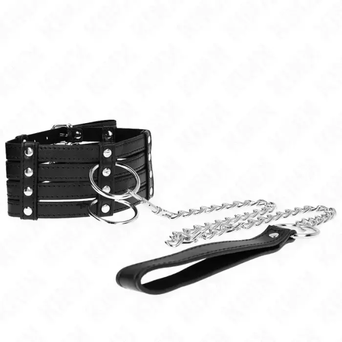 KINK Adjustable Collar and Leash Set 65cm – Elegant Vegan Leather – Black