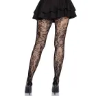 Leg Avenue Seamless Floral Lace Pantyhose – Black – One Size — Photo 2