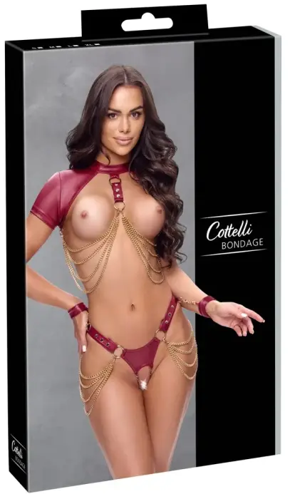 Cottelli Bondage Top and Thong Set – Red – XL