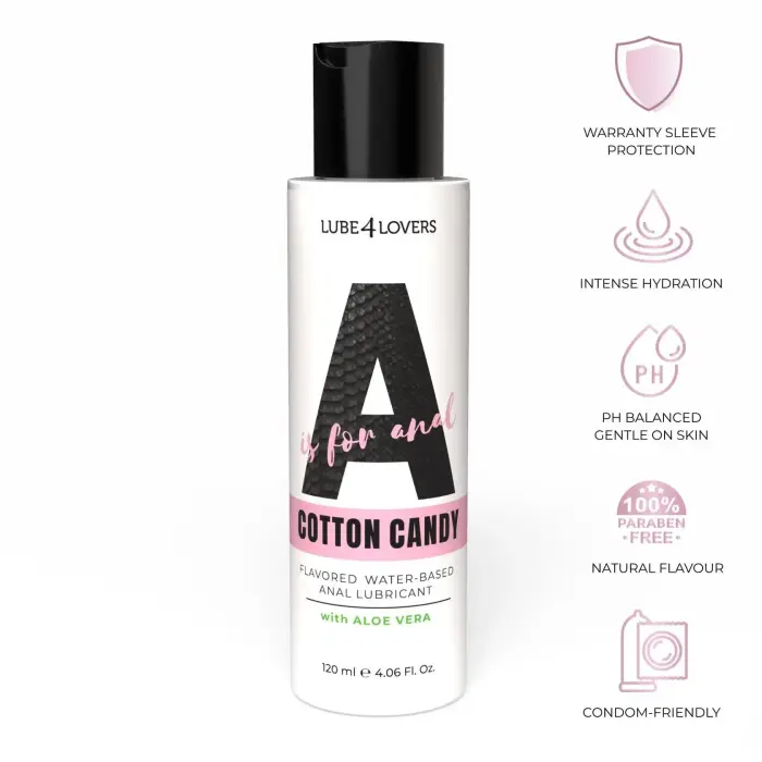 A is for Anal Cotton Candy aromatizēts anālais lubrikants – 120 ml Foto 2