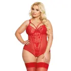 Amanda mežģīņu bodijs – sarkans – 3 XL — Foto 2