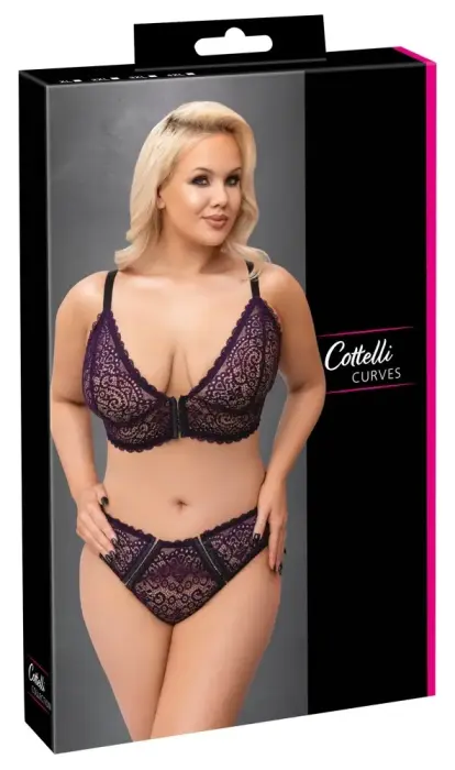 Cottelli CURVES mežģīņu apakšveļas komplekts – violets – 4 XL