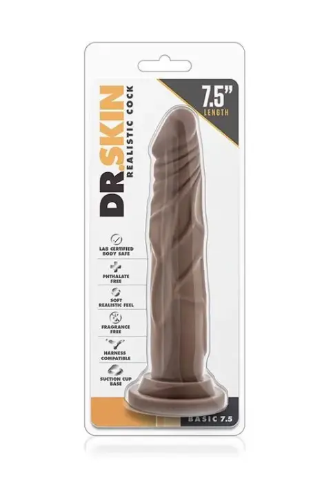 Dr. Skin reālistisks dzīslains dildo – 19 cm (7.5″) – brūns