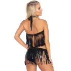 Fringe Halter Top and Bikini – Black – S/M — Photo 3
