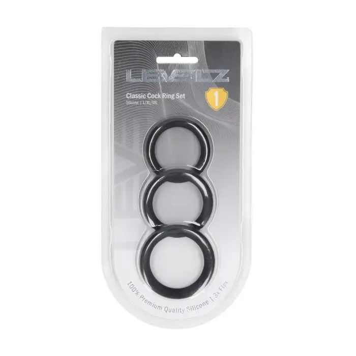 LEVELZ Classic silikoonist peenise võrude komplekt – 3 tk – must