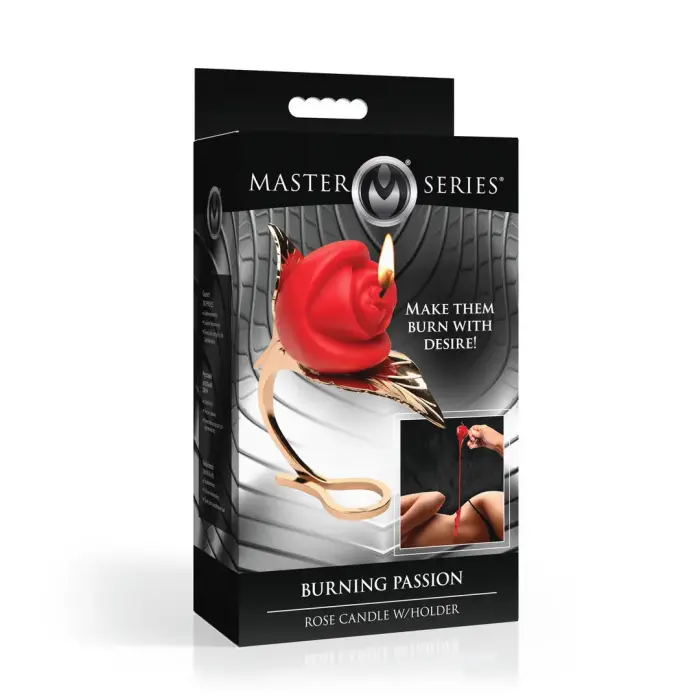 Burning Passion Erotic Massage Candle with Holder – Red/Gold