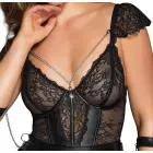 Cottelli BONDAGE Babydoll Set with Crotchless String and Handcuffs – Black – S Photo