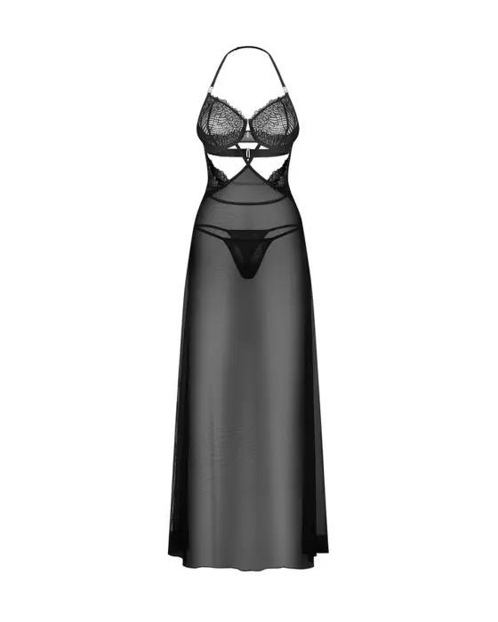 Комплект сорочки и стрингов Iliosa – чёрный – S/M