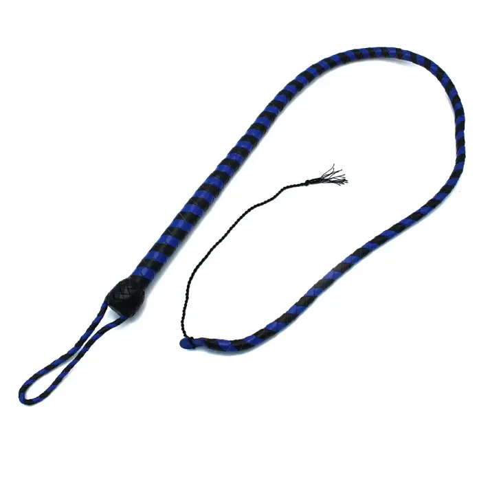 Leather Whip Black & Blue 140 cm