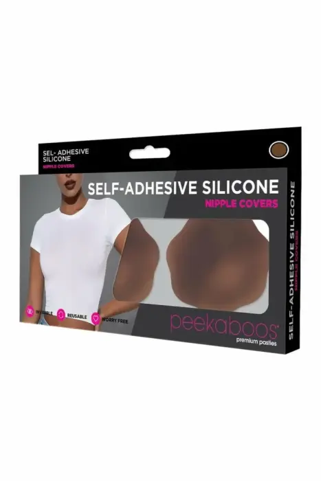 Peekaboos Self-Adhesive Silicone Nipple Covers – reusable skin covers – brown – 6.3 cm