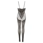 Cottelli Fantasy кружевной и сетчатый костюм catsuit с подвязками – чёрный – S-L — Фото 11