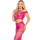 Off-Shoulder Crop Top and Legging Set – Pink – One Size — Photo 4