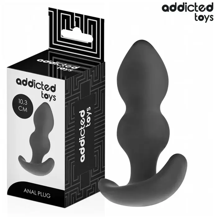 Addicted Toys silikoninis analinis kištukas S 10.3 cm – rutulio formos – juodas