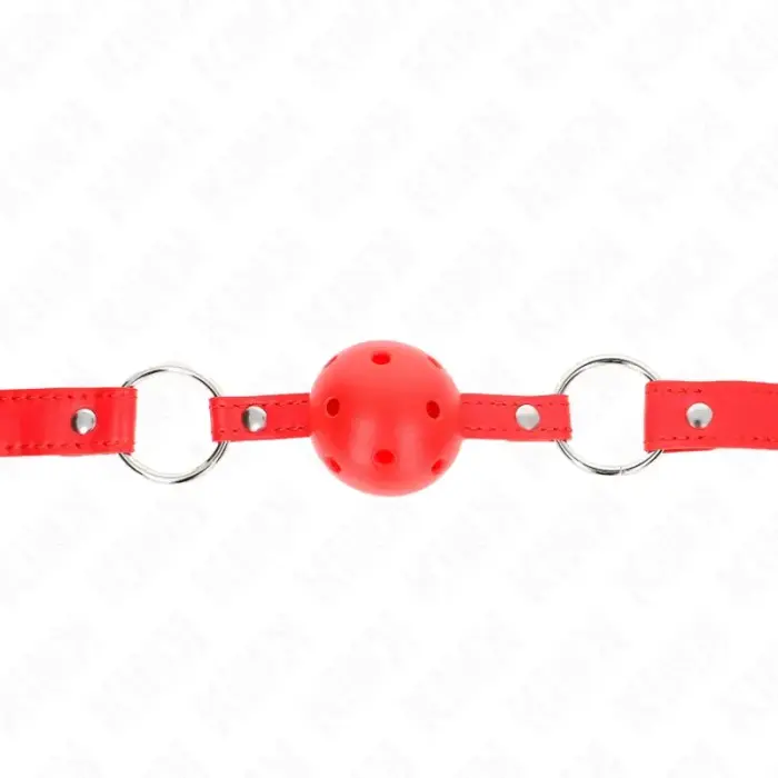 KINK Breathable Ball Gag 4 cm Red – Adjustable Vegan Leather Strap 42-58 cm