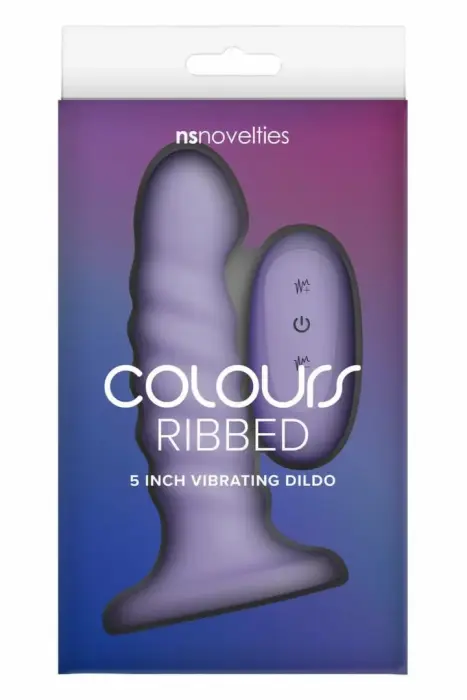 COLOURS Ribbed 5 Inch – вибрирующий силиконовый интимный прибор с пультом – фиолетовый