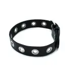 Black Leather Slim Collar with Multi-Metal Eyelets — Photo 6