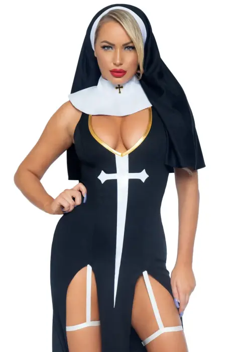 Sultry Sinner Nun Costume – Black – S