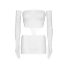 Strappy Lace Dress and Matching Gloves – White – One Size Photo