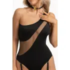 JENNY One Shoulder Bodysuit with Garters – Black – L — Photo 2