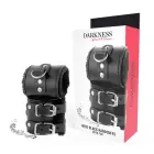 Darkness Adjustable Black Leather Handcuffs with Soft Lining — Photo 1