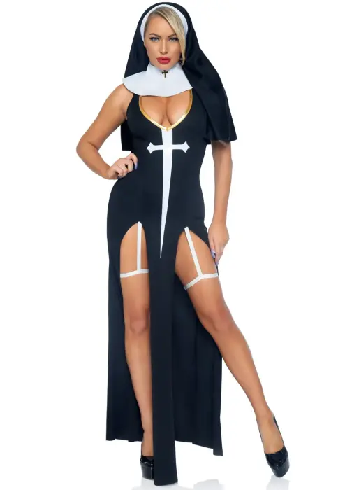 Sultry Sinner Nun Costume – Black – L