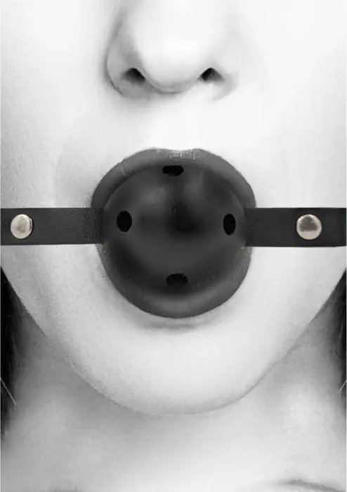 Ouch! Adjustable Breathable Ball Gag with Leather Straps – Black
