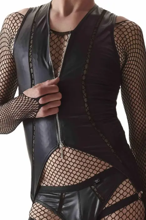 Regnes CRDSET002 Wet Look Bodysuit and Jockstrap Set – Black – M Photo