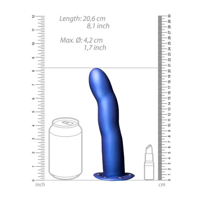 Ouch! Izliekts dobs strap-on – metāliski zils Foto 8