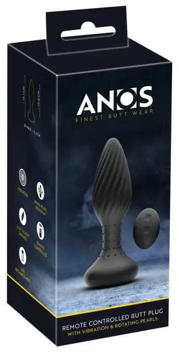 ANOS tekstuuriga anaaltapp kaugjuhtimispuldiga – 15.1 cm (5.9″) – Must