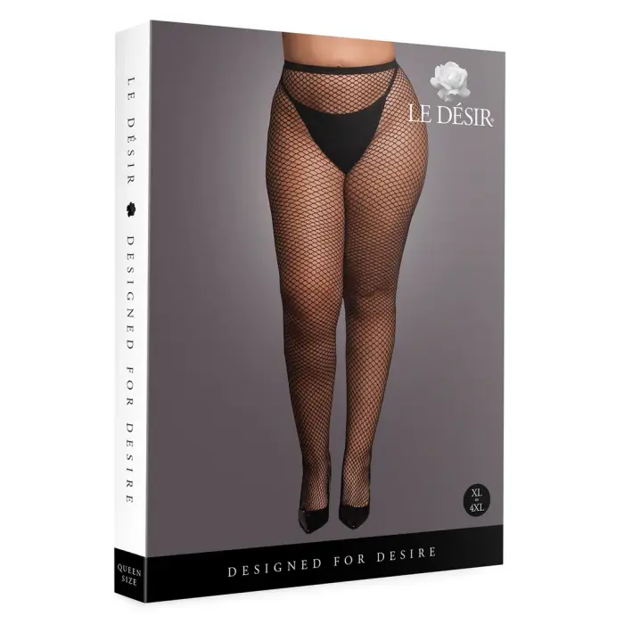 Pantyhose with Small Fishnet Structure – Black – One Size