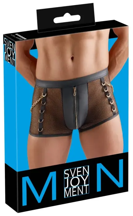 Svenjoyment Mesh and Wetlook Boxer Shorts – Black – L