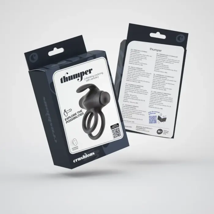 Thumper Vibrating Double Cockring with Remote Control – Black