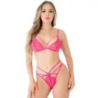 Daring Intimates Strappy Floral Lace Bra Set – Pink – S/M — Photo 5