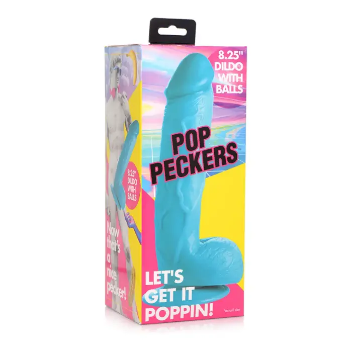 POP - Dildo su sėklidėmis – 21 cm (8.25″) – Mėlynas