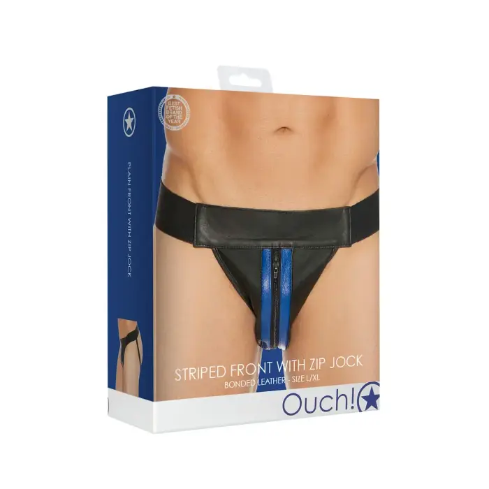 Plain Front With Zip Jockstrap – Blue – L/XL