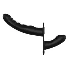 Ouch! - Dubulti rievots strap-on dildo – 15.5 cm (6.1″) – Melns — Foto 1