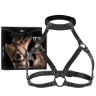 Fetish Submissive Adjustable Vegan Leather Chest & Neck Harness, Black — Photo 1
