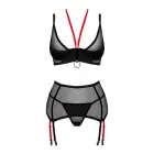 OBS komplekt – Punane kaelarihmadega rinnahoidja, sukahoidja ja stringid – Pesukomplekt – Must/Punane – XL/2XL Photo